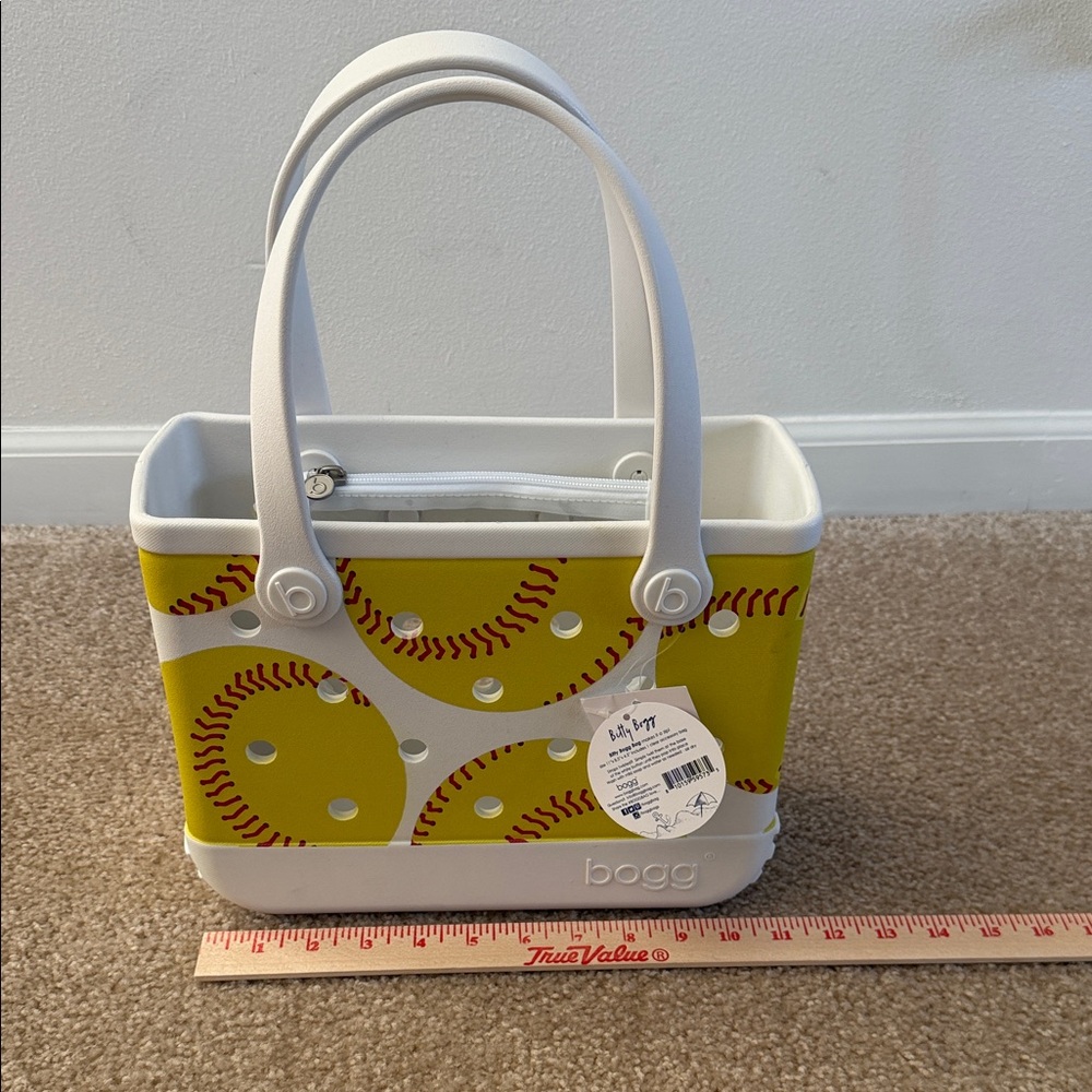 LIMITED Bitty Bogg Bag Sports Collection Softball Print Yellow NWT